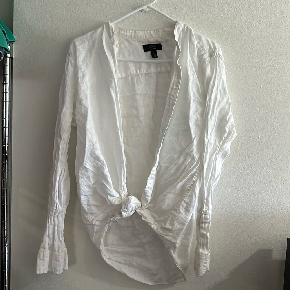 Linen club room white long sleeve button up size medium